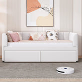 Bellemave® Twin Size Upholstered Daybed with Ergonomic Design Backrest and 2 Drawers - Bellemave
